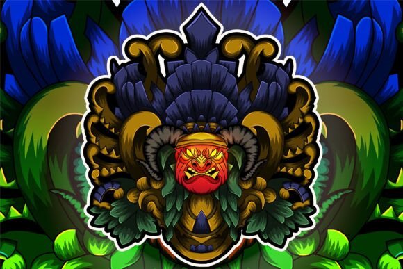 Download Demon with Engraving Ornament Flower - Premium Resources